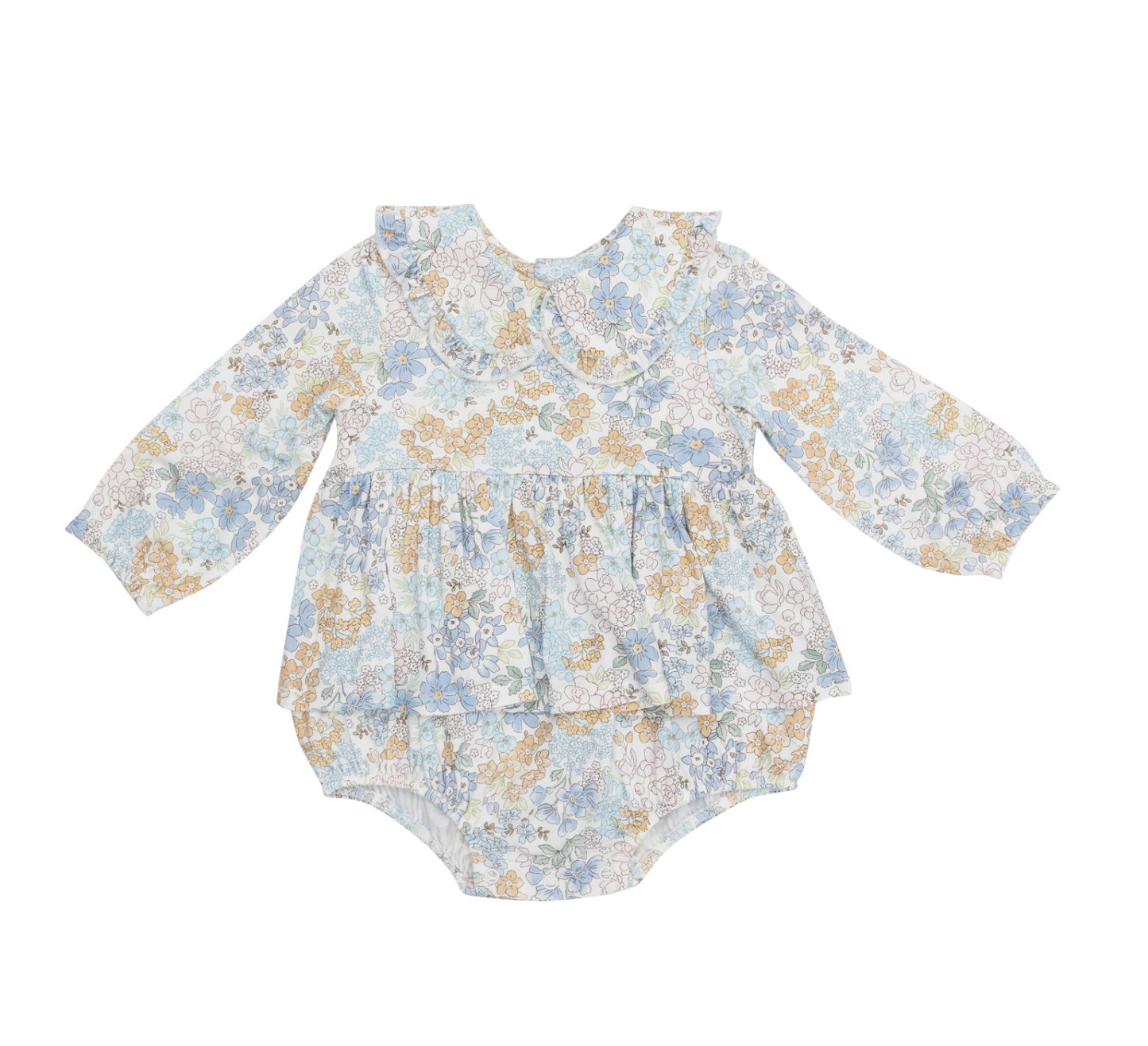 Angel Dear Girls Edith Floral Smocked Peter Pan Collared Bodysuit