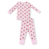 Angel Dear Rose Bow Lattice Girls Bamboo Two Piece Pajamas