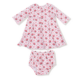 Angel Dear Bamboo Rose Bow Lattice Ric-Rac Girls Dress
