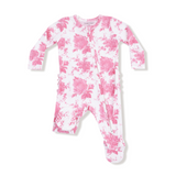 Angel Dear Vintage Pink Roses Bamboo Girls Zipper Onesie