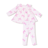 Angel Dear French Terry Pretty Bows Ruffle Girls Top And Ribbed Legging