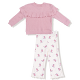 Angel Dear Petite Cowgirl Boots Ruffle Waffle Top and Rib Flare Pantso