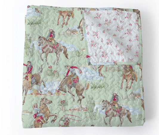 Ida Mae Birdie Sage Baby Blanket