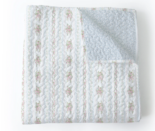 Ida Mae Bella Stripe White Baby Blanket