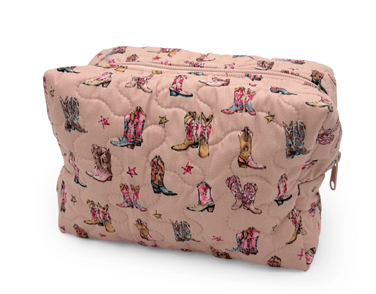 Ida Mae Thunderbird Boots Rose Quilted Makeup Bag
