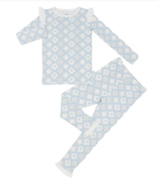 Hamner Hill Quilted Bow Patch Ruffle Girls Loungewear Set