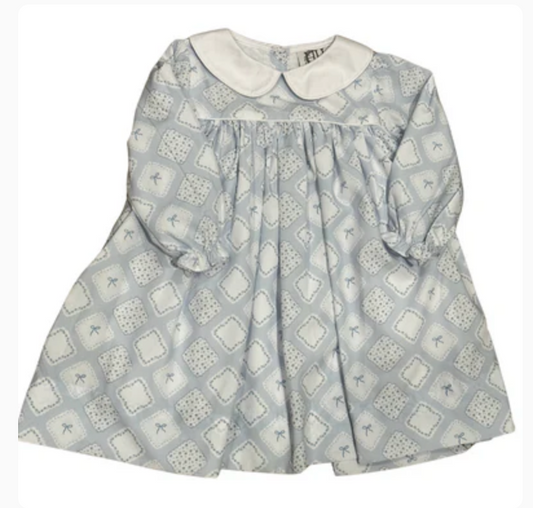 Hamner Hill Quilted Bow Patch Long Sleeve Girls Dress