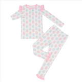 Hamner Hill x Petite Paloma Pastel Oval Boots Ruffle Girls Bamboo Two Piece Loungewear Set