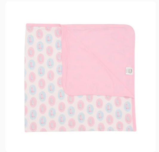 Hamner Hill Pastel Oval Boots Girls Stroller Blanket with Ruffle