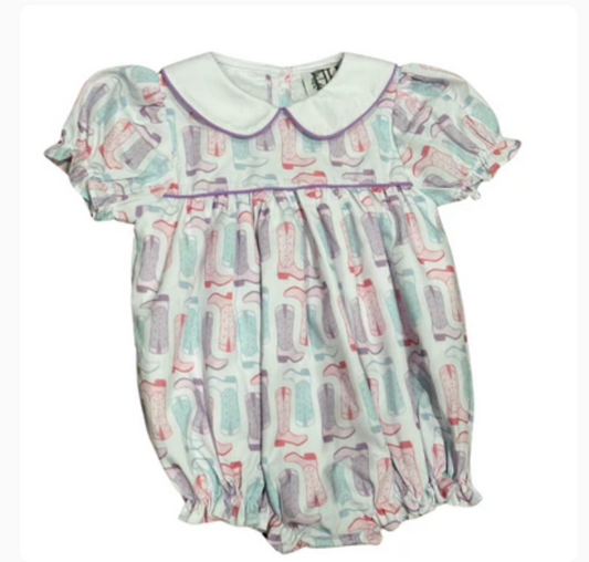 Hamner Hill x Petite Paloma Petals and Spur Boots Collared Girls Bubble