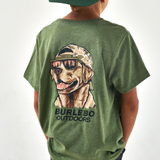 Burlebo Mallard Camo Lab Dog Heather Olive Boys Shirt