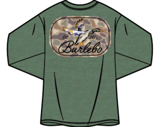 Burlebo Ducks Flying In Olive Boys Long Sleeve Shirt