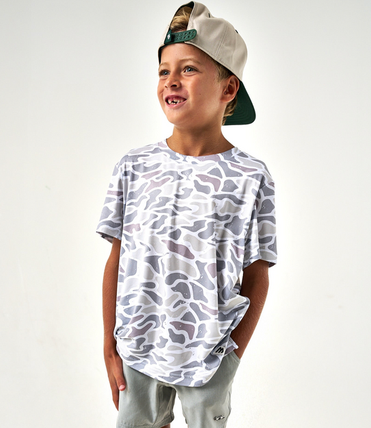 Burlebo White Camo Performance Boys T-Shirt