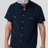 Burlebo Navy Pearl Snap Western Men's Shirt Short Sleeve