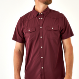 Burlebo Maroon Pearl Snap Western Men's Short Sleeve Shirt / Texas