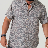 Burlebo Classic Deer Camo Pearl Snap Men's Short Sleeve  Shirt