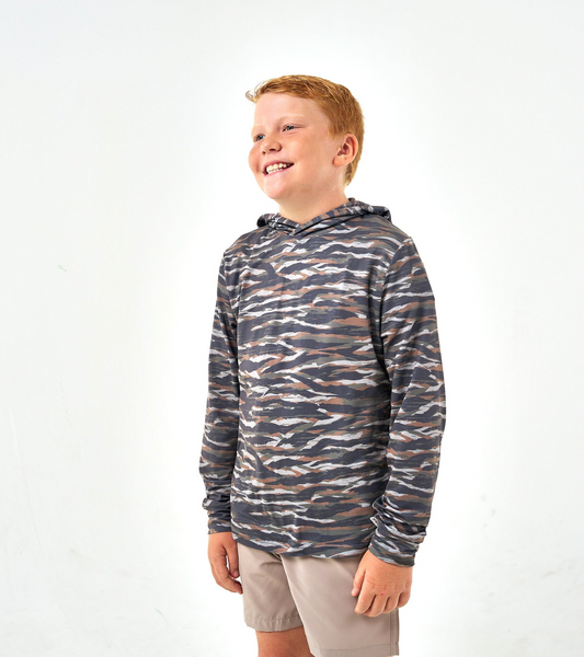 Burlebo Tiger Stripe Camo Performance Boys Pullover