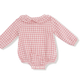 Angel Dear Rose Pink Plaid Girls Long Sleeve Peter Pan Bubble Dress
