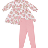 Angel Dear Heirloom Bouquet Ruffle Girls Long Sleeve Dress & Ribbed Leggings