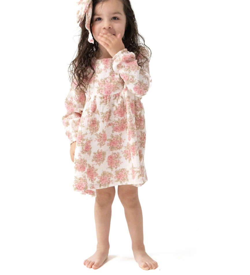 Angel Dear Heirloom Bouquet Ruffle Girls Long Sleeve Dress & Ribbed Leggings