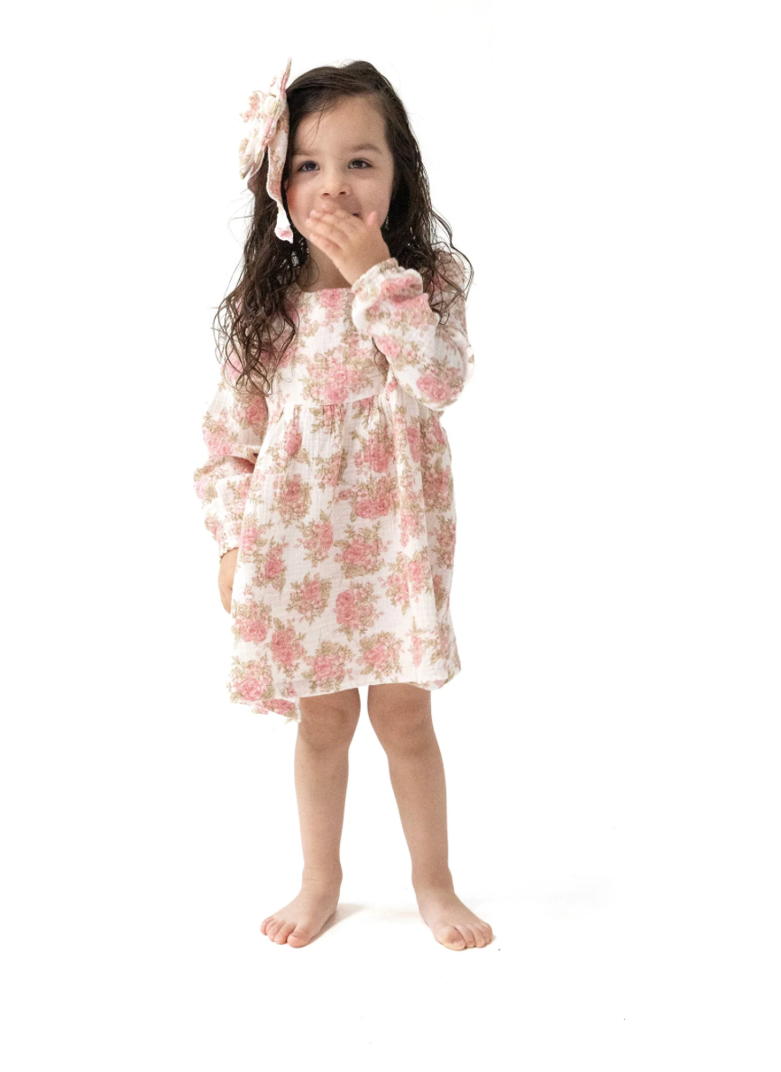 Angel Dear Heirloom Bouquet Ruffle Girls Long Sleeve Dress & Ribbed Leggings