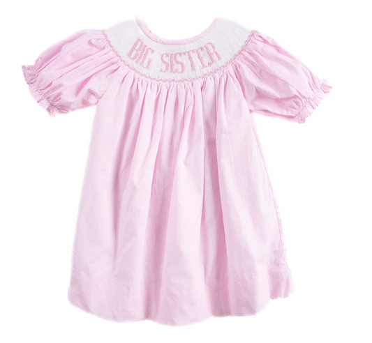 Shop Teeta Girls Smocked Big Sister Pink Gingham Dress