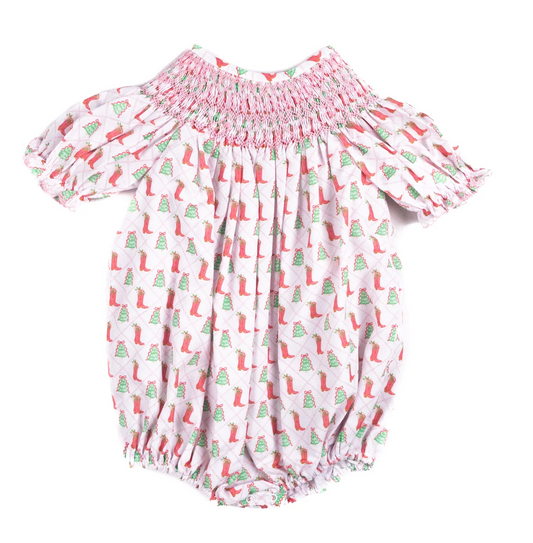 Shop Teeta Girls Smocked Cowboy Christmas Bubble Dress