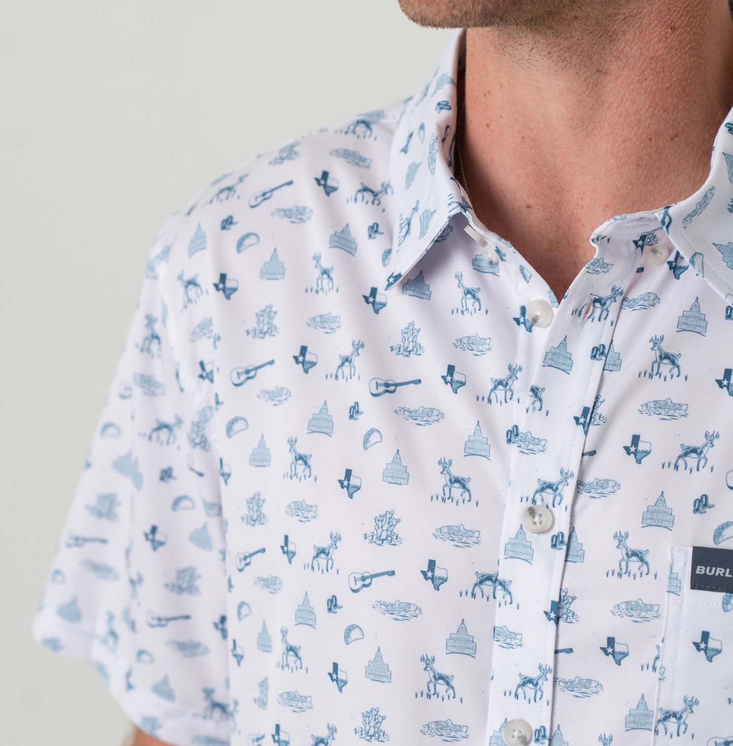 Burlebo Mens Lonestar State Texas Performance Button Up