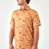 Burlebo Mens Burnt Orange Texas Performance Polo Short Sleeve Shirt