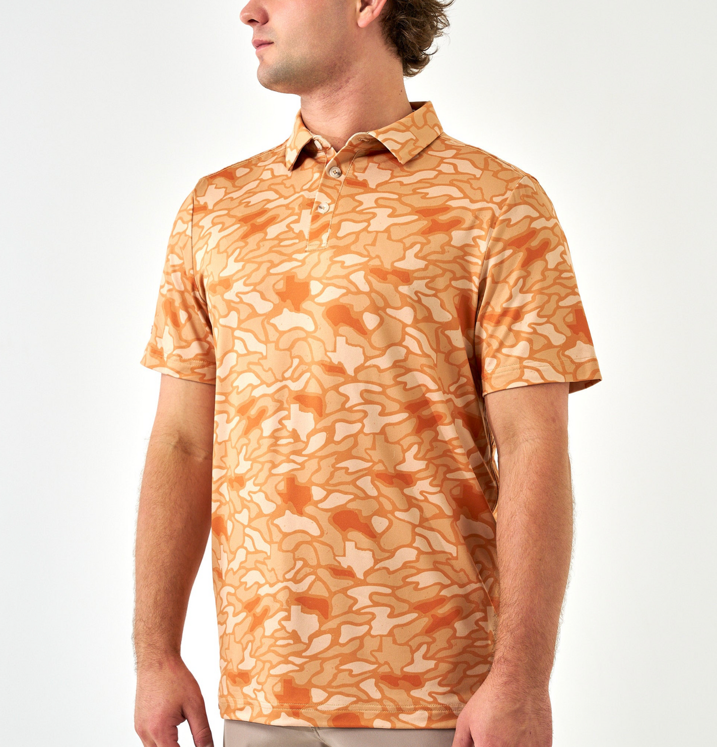 Burlebo Mens Burnt Orange Texas Performance Polo Shirt