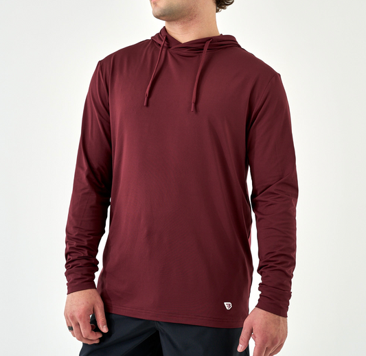Burlebo Mens Aggie Maroon Long Sleeve Performance Hoodie