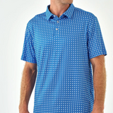 Burlebo Men's Blue & White Texas Performance Polo Short Sleeve