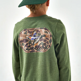 Burlebo Ducks Flying In Olive Boys Long Sleeve Shirt