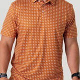 Burlebo Orange & White Texas Men's Performance Polo Short Sleeve