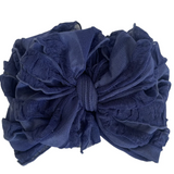 Navy Ruffled Headband Bow