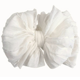 White Ruffled Headband Bow