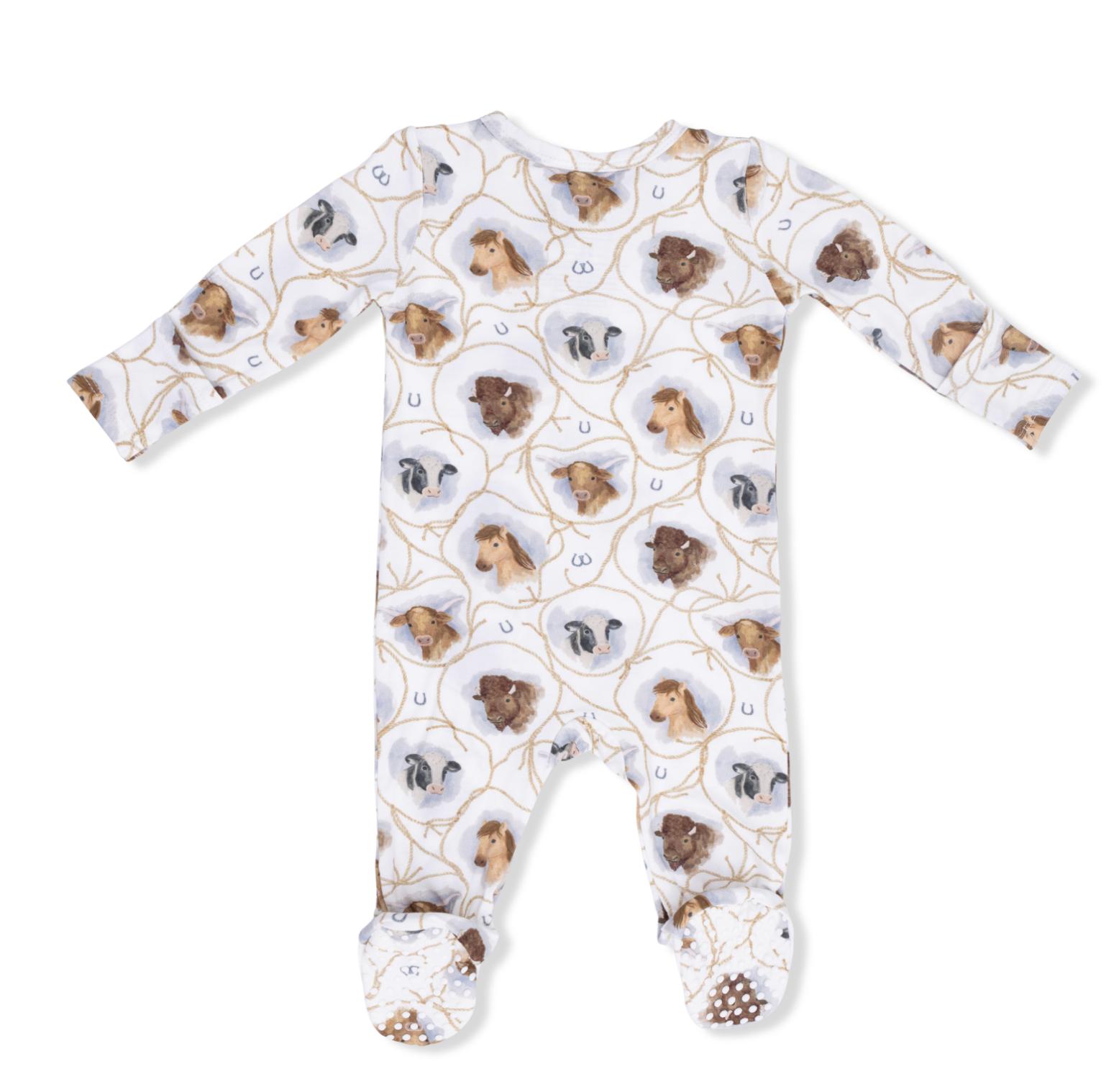 Angel Dear Farm Animals Rope Cameos Uni - 2 Way Zipper Footie