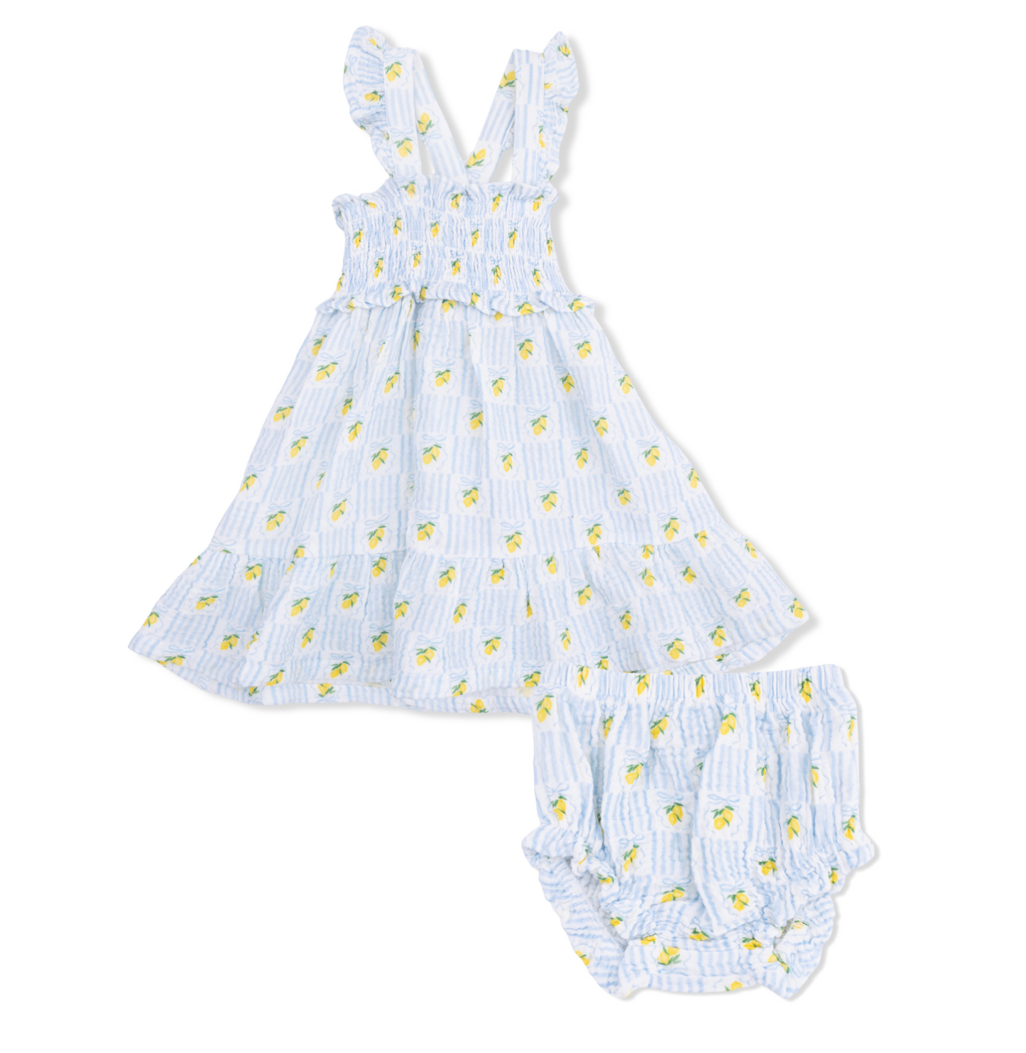 Angel Dear Lovely Lemons - Smocked Ruffle Sundress with Bloomer