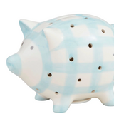 Mud Pie Blue Gingham Plaid Piggy Bank