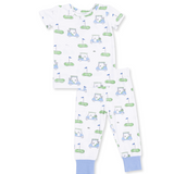 Angel Dear Golf Carts Blue- Boys Bamboo Short Sleeve Loungewear Set