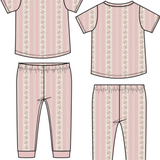 Angel Dear Antoinette Stripe- Girls Bamboo Short Sleeve Loungewear Set