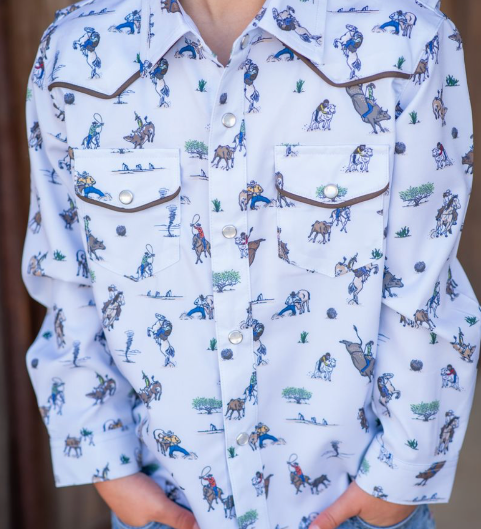 BlueQuail Boys Rodeo Pearl Snap Long Sleeve Shirt