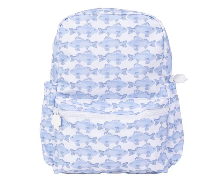 Apple of My Isla Blue Fish Backpack Bag