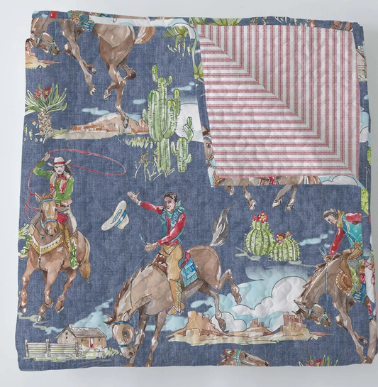 Ida Mae Birdie Multi/Chambray Baby Blanket
