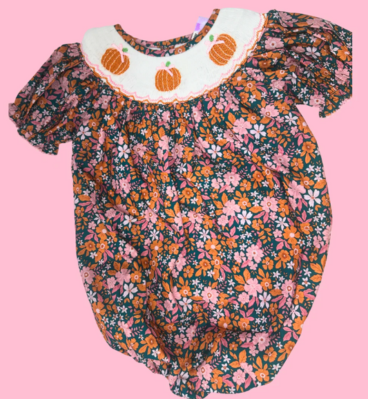 Poppy Kids Co Kelly Smocked Pumpkin Bubble