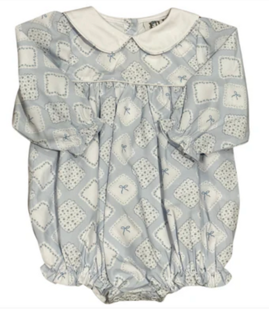 Hamner Hill Quilted Bow Patch Long Sleeve Collar Girls Bubble