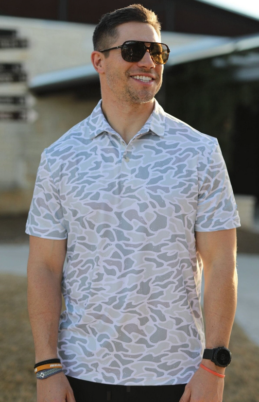 Burlebo White Camo Men's Polo