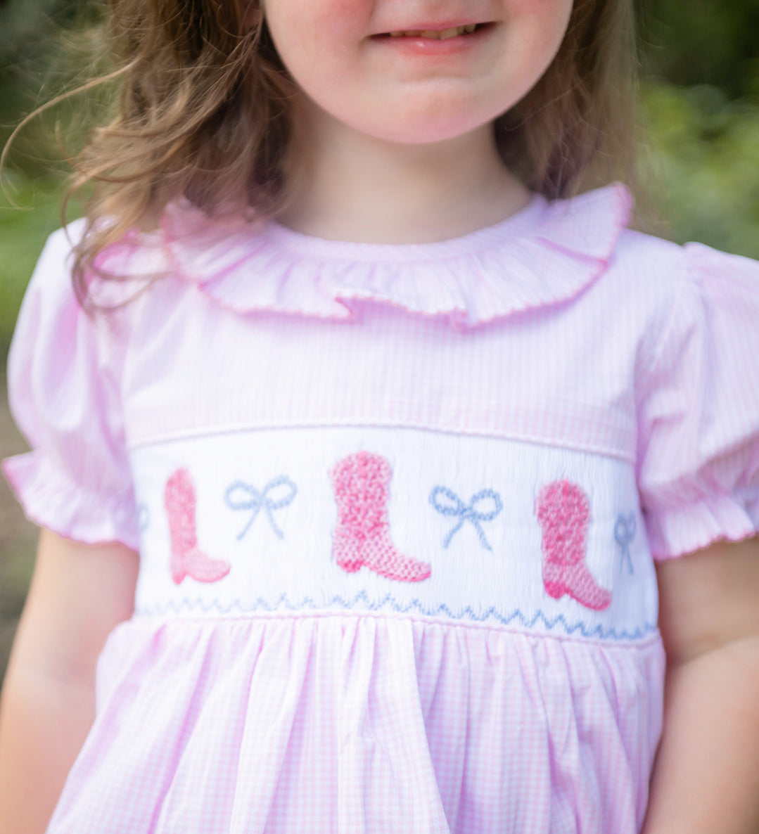 Shop Teeta Pink Cowgirl Boots Smocked Dress