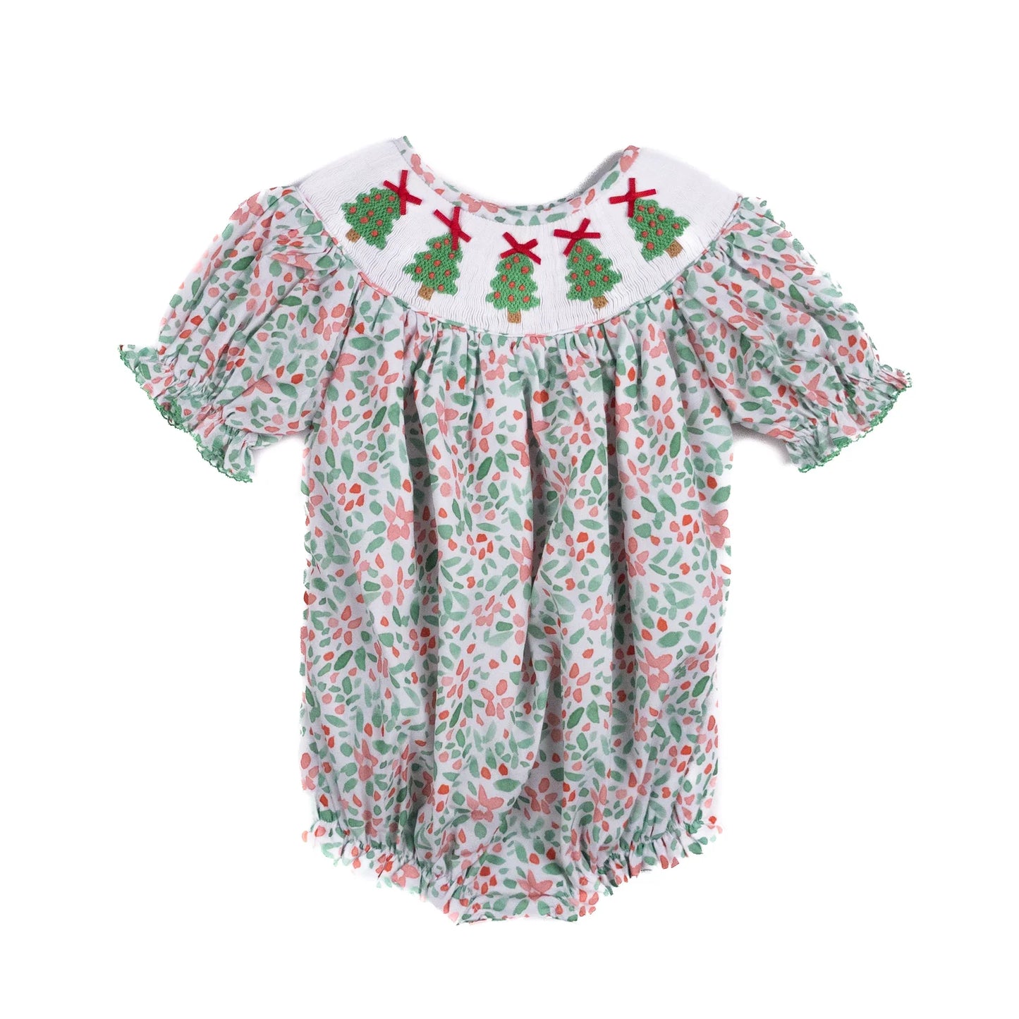 Shop Teeta Girls Smocked Christmas Tree Floral Bubble