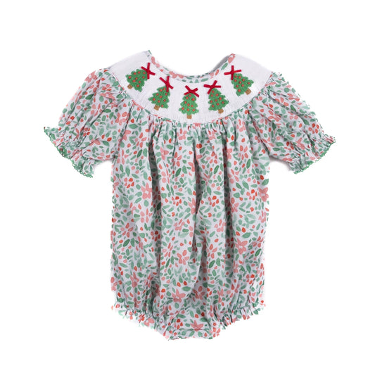Shop Teeta Girls Smocked Christmas Tree Floral Bubble